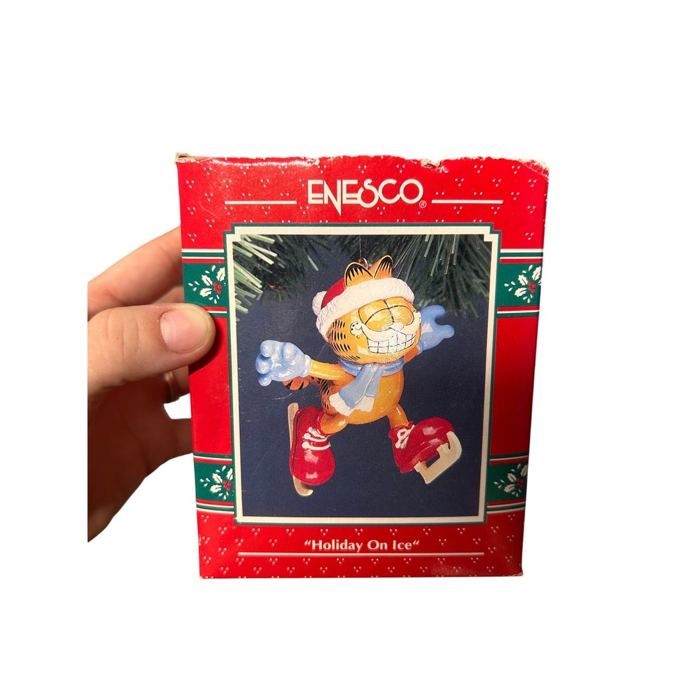 Vintage Enesco Garfield Holiday On Ice Christmas Ornament 1992 Jim Davis 585254